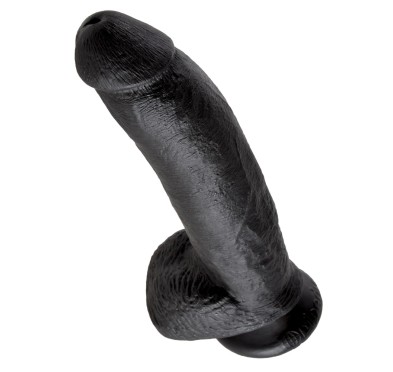 King Cock - Realistyczne Dildo Z Żołędziem Jądrami I Żyłkami 23 CM Czarny